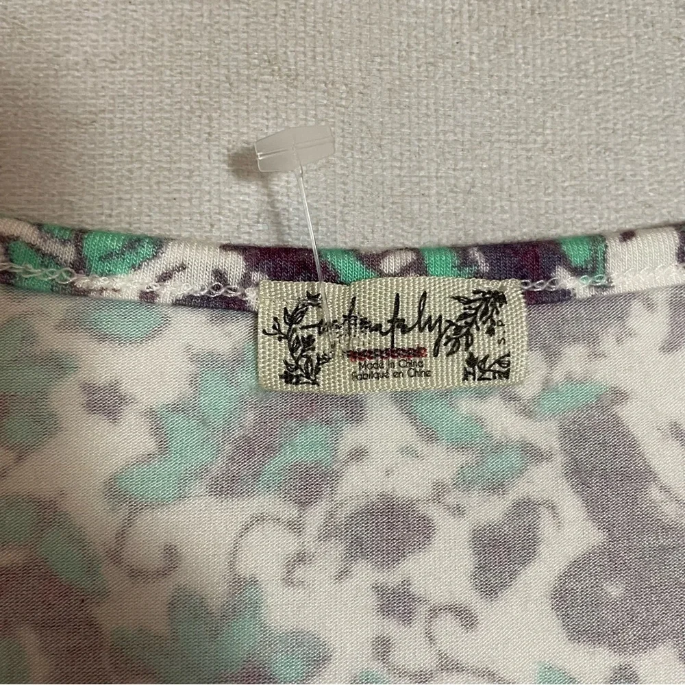 New Free People Paisley Rayon Split V-Neck 3/4 Sleeve Top Size S